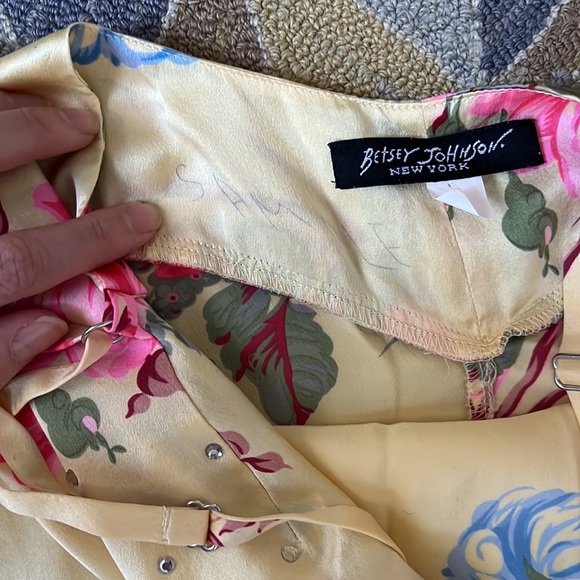 RARE VINTAGE BETSEY JOHNSON RHINESTONE SILK FLORAL MIDI MAXI SLIP DRESS XS S 2 4 - Picture 7 of 11